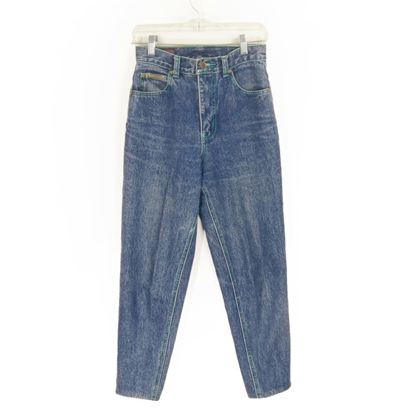 Vintage 90s Playboy High Waist Rise Blue Wash Denim Ankle Jeans - Picture 1 of 8